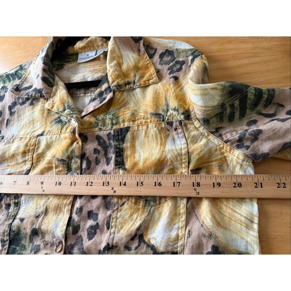 Chico’s 100% Linen Button Front Jacket Size 2 – Floral Leopard Print, - Picture 7 of 9